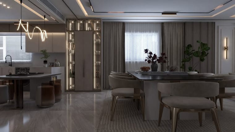 مطبخ — تصميم رقم ٨٠: واجهات وخزائن وترتيب خط العمل
