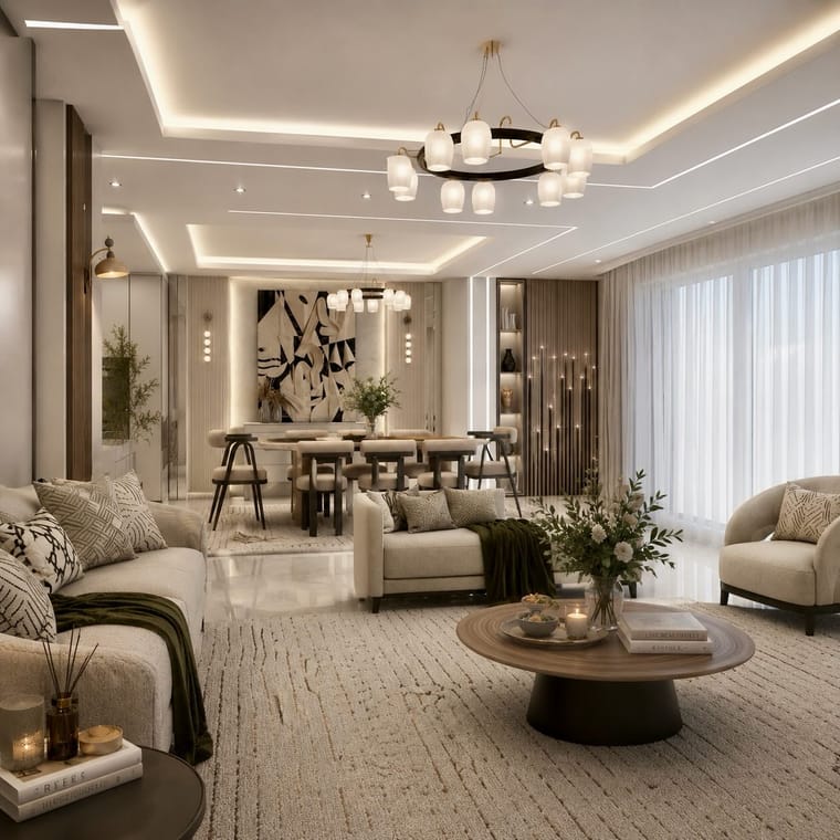 جدار معيشة — تصميم رقم ٣: وحدة تلفزيون وتخزين